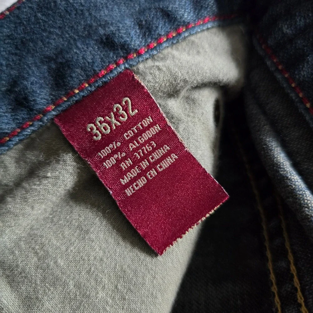Perry Ellis Premium Denim Mens 36x32 Dark Wash Straight Leg Jeans 100% Cotton